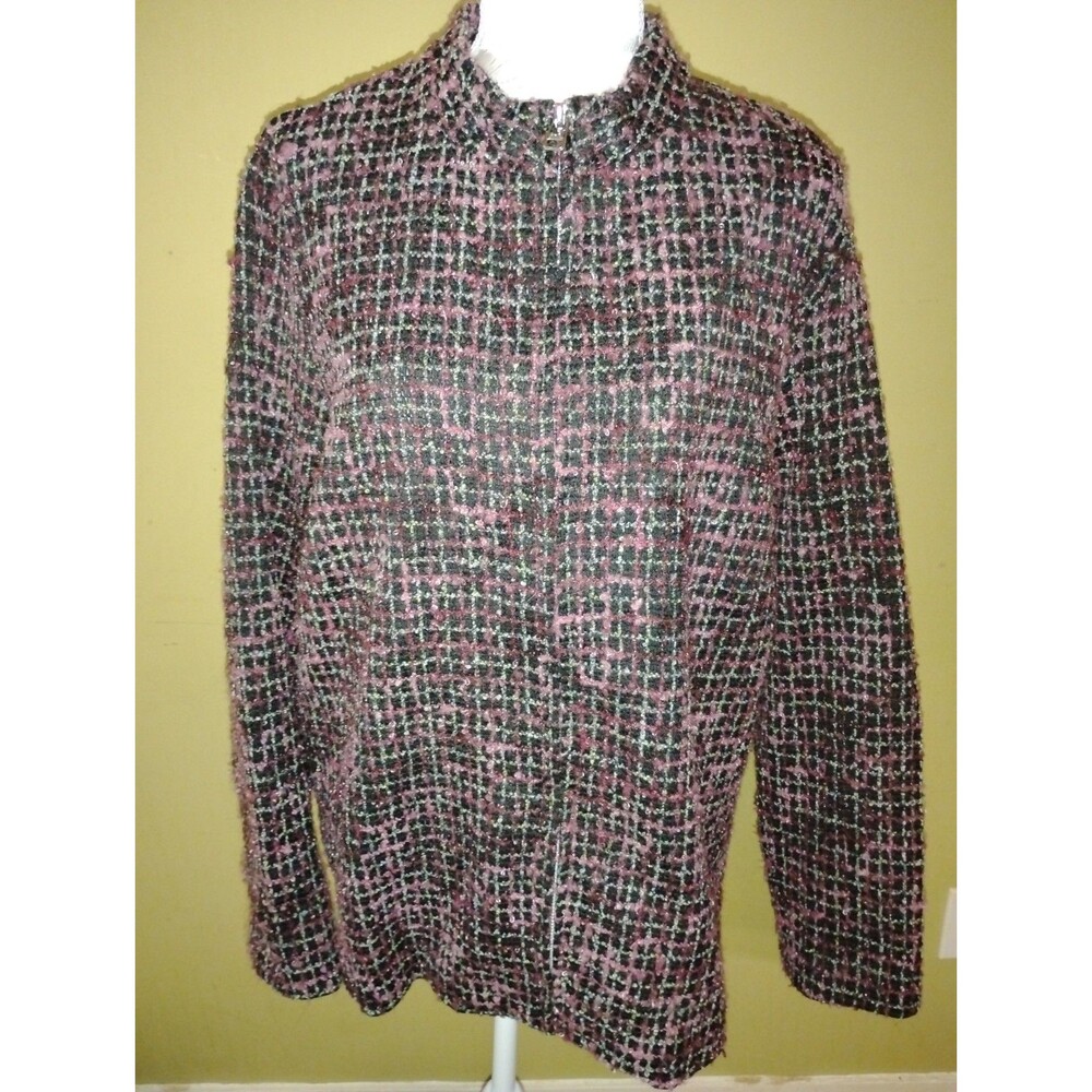 DressBarn Cardigan Womens 2X Full Zip Knit Wool Blend City Fashion Office Shiny